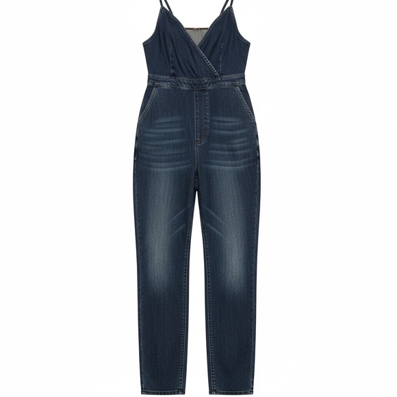 Thread Story Blue Denim Jumpsuit with Adjustable Straps - Size Large - Picture 2 of 11